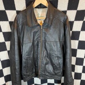 Vintage Gino Leathers Men’s Reg 42 Lambskin Leather Zipper Jacket Euro Moto Vtg